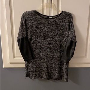 H&M black sweater with pleather sleeves